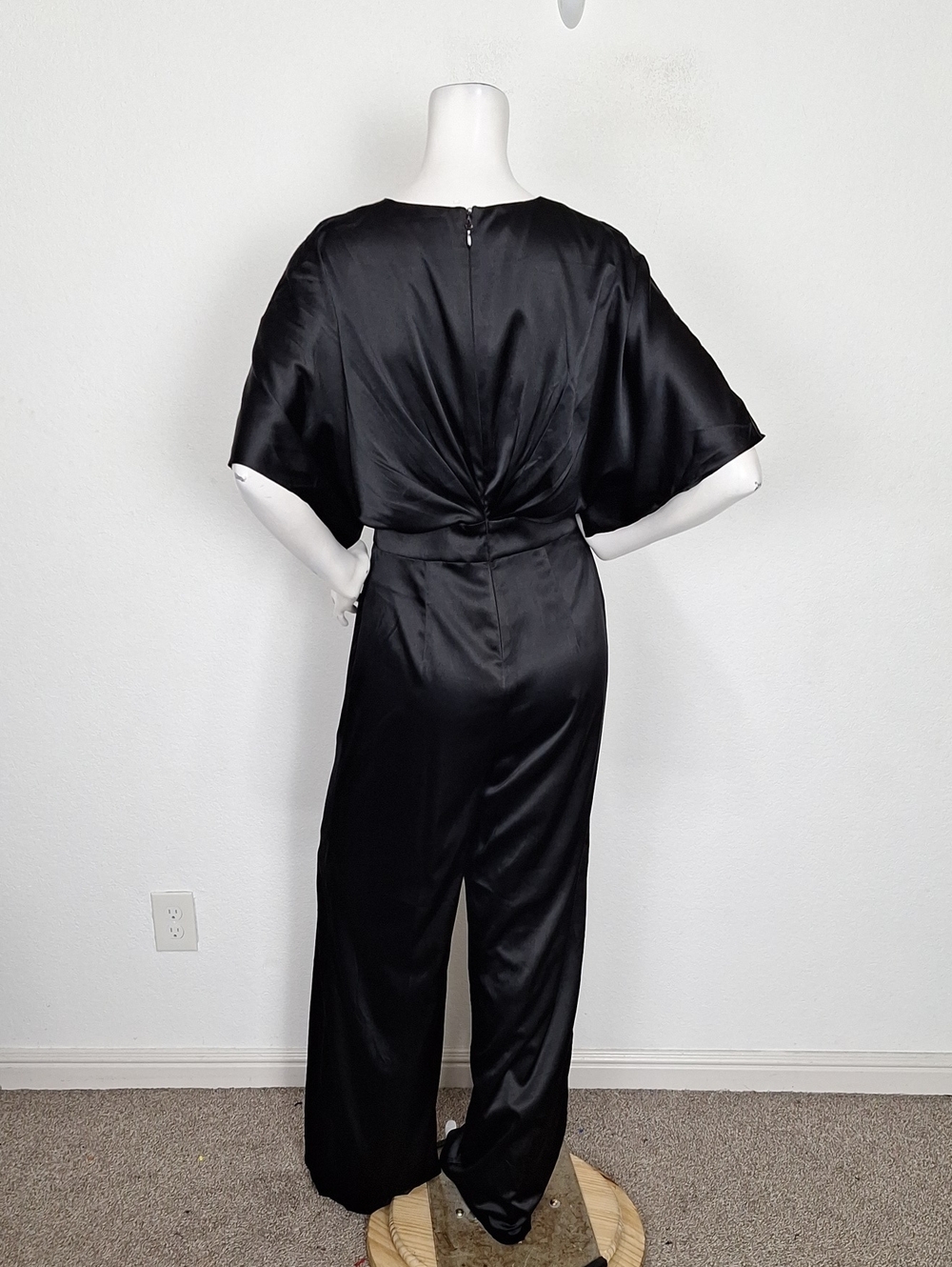bebe Black Satin Wide-Leg Jumpsuit - Picture 6 of 13